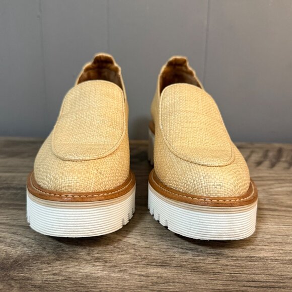 M. Gemi Raffia Lug Sole Loafers Woven Fabric Chunky Rubber Sole Sz 38 US 7.5 - Picture 2 of 8